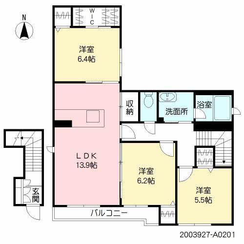 シャーメゾンしゅ竹(3LDK/1階)の間取り写真
