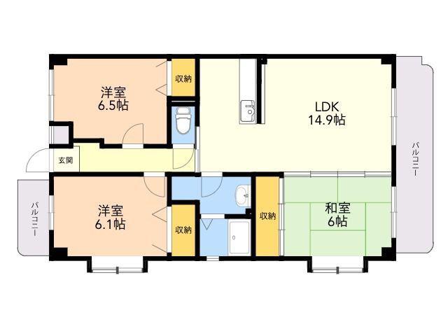 グランパルク若宮(3LDK/3階)の間取り写真
