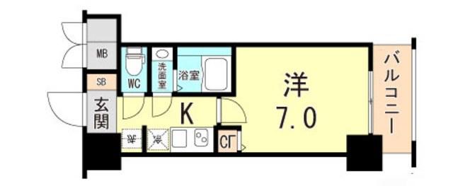 CRESTTAPP神戸湊町NOIR(1K/10階)の間取り写真