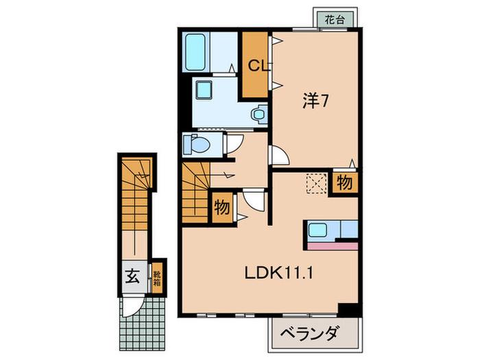 フェリーチェI(1LDK/2階)の間取り写真