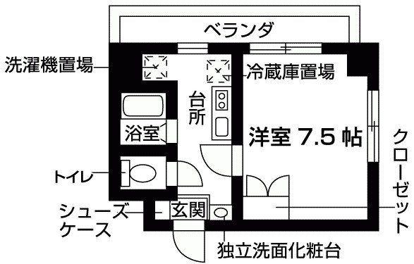 ル・シャンテD(1K/2階)の間取り写真