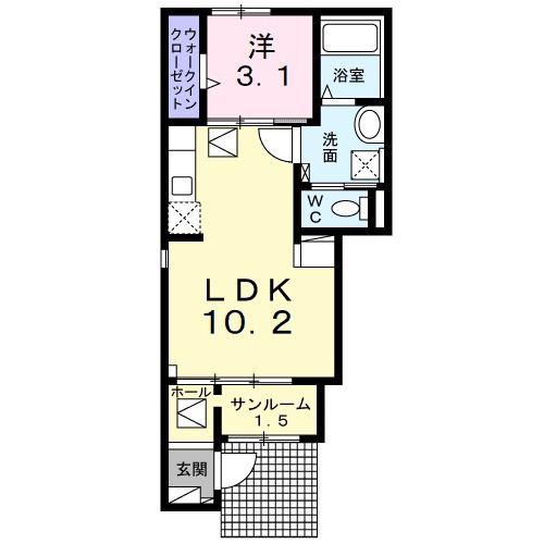 ジョイ ハウス(1LDK/1階)の間取り写真
