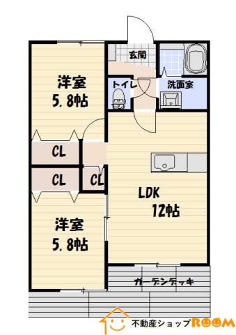SATIS瀬高(2LDK/1階)の間取り写真