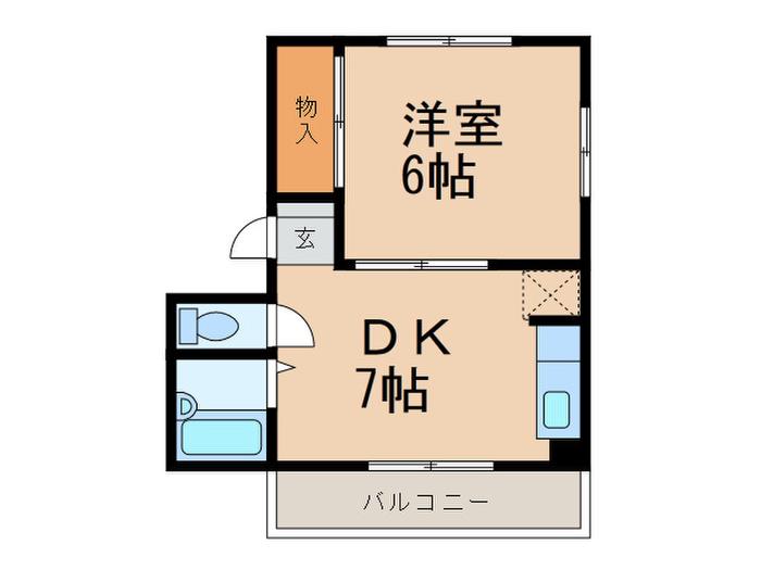ゼンコウビル(1DK/4階)の間取り写真