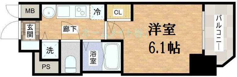 プレサンス心斎橋ルティア(1K/7階)の間取り写真