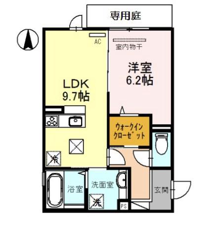 プライムコート(1LDK/1階)の間取り写真