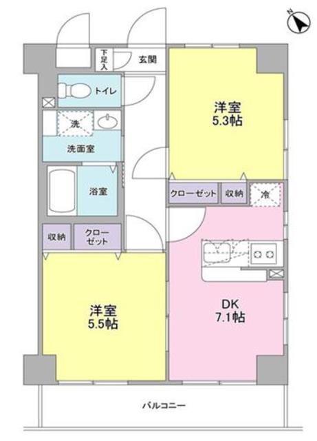 サニーヒル東(2DK/1階)の間取り写真