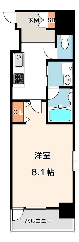 フェールヴィル阿波座(1K/8階)の間取り写真