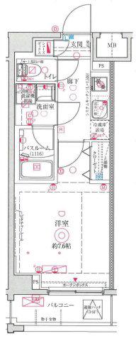 クレヴィスタ武蔵中原II(1K/5階)の間取り写真
