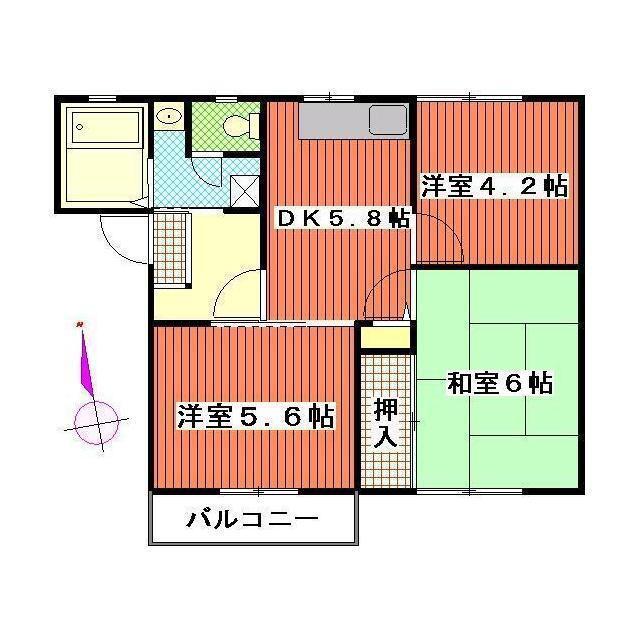 湘南フレグランス(3DK/2階)の間取り写真