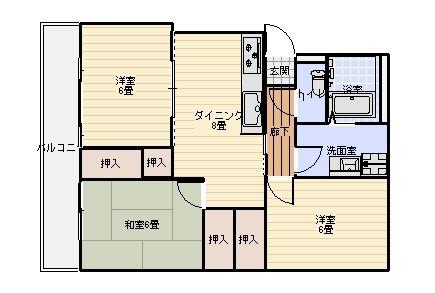 橋爪第1ビル(3DK/3階)の間取り写真