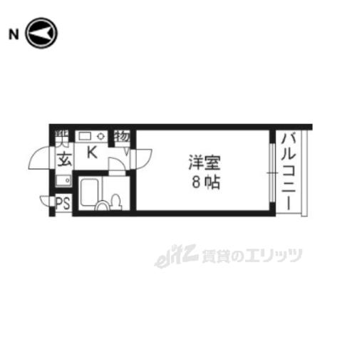 DETOM‐1烏丸一条Ⅱ(1K/2階)の間取り写真