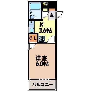 エチュード花丘(1K/2階)の間取り写真