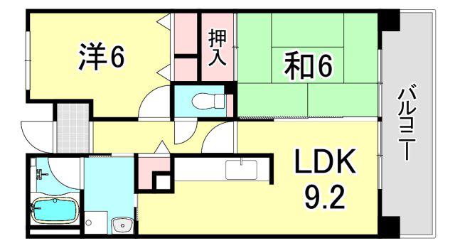 UR浜甲子園なぎさ街 29号棟(2LDK/4階)の間取り写真