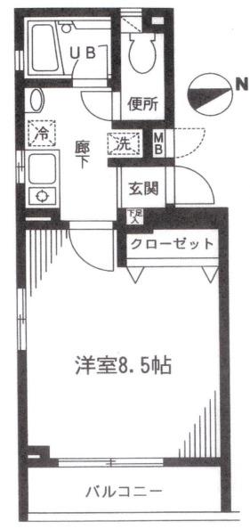 ローレル(1K/2階)の間取り写真