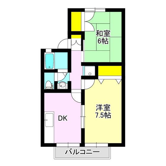メゾン・ド・ミランAB(2DK/1階)の間取り写真