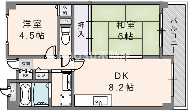 シロハイヌ吉田(2DK/5階)の間取り写真