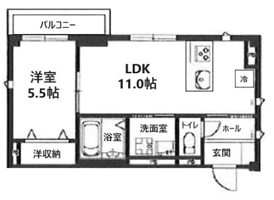 ラシーネ中里(1LDK/1階)の間取り写真
