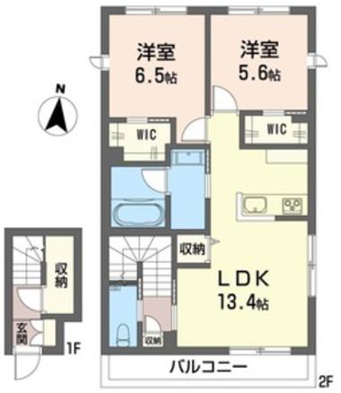 Kアパート 奥沢2丁目(2LDK/2階)の間取り写真