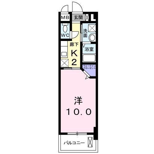 ルイシャトレ鏡(1K/1階)の間取り写真