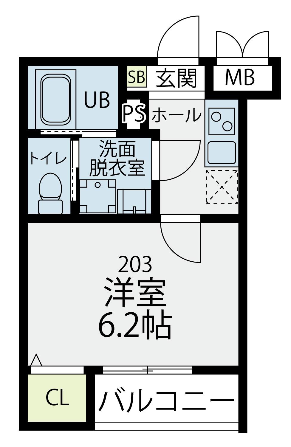 プラフィド(1K/2階)の間取り写真