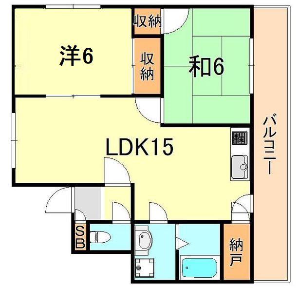 エクラシア大久保(2LDK/2階)の間取り写真