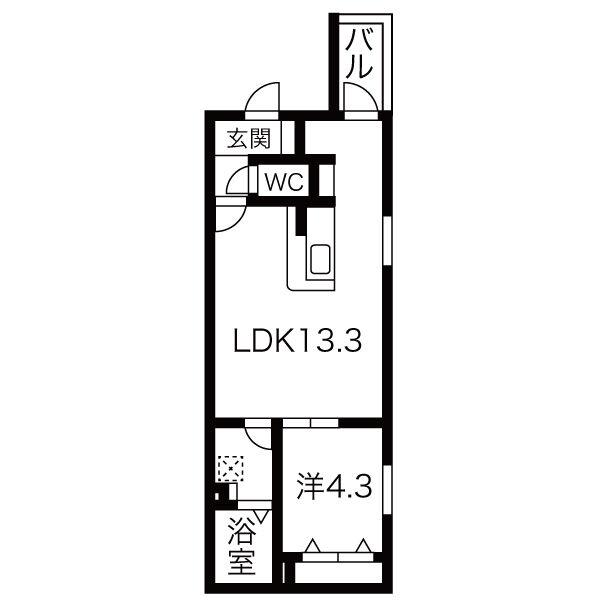 クラージュ龍ノ口(1LDK/1階)の間取り写真