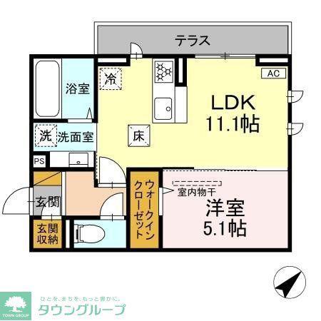 D-ROOM君塚IA(1LDK/1階)の間取り写真