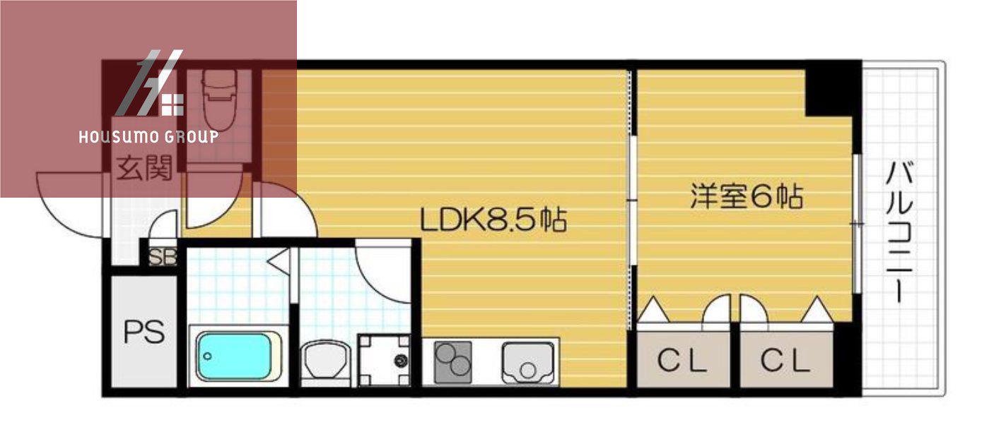 ラ・ポーエあき(1LDK/2階)の間取り写真