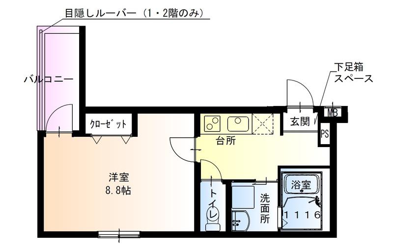 フジパレス鴻池新田駅東(1K/3階)の間取り写真