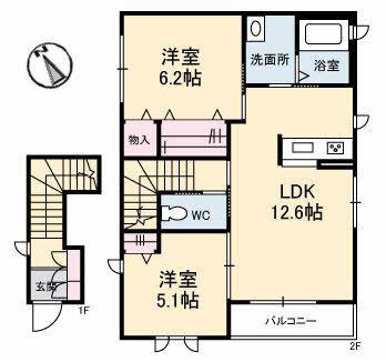 ジョリカ VI(2LDK/2階)の間取り写真