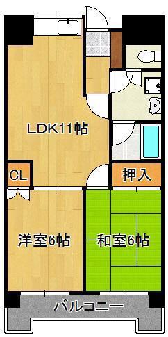 クレベール皇后崎(2LDK/10階)の間取り写真