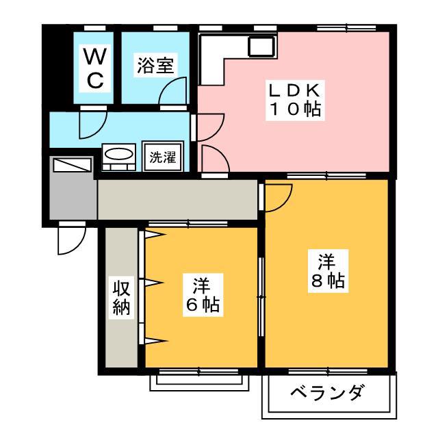 ロイヤルガーデン C(2LDK/2階)の間取り写真