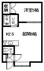 ロイヤルタウンE(1DK/1階)の間取り写真