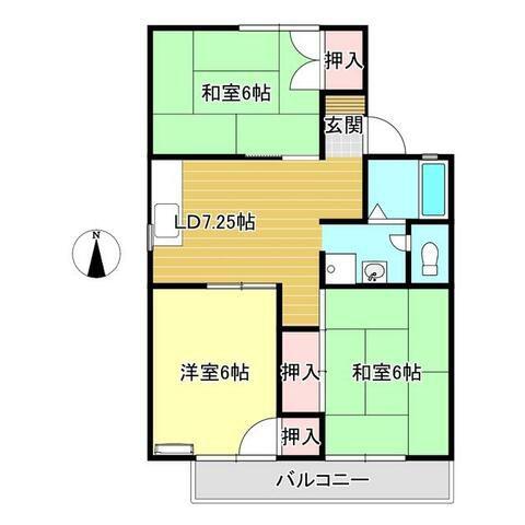 フィルボナール(3DK/2階)の間取り写真
