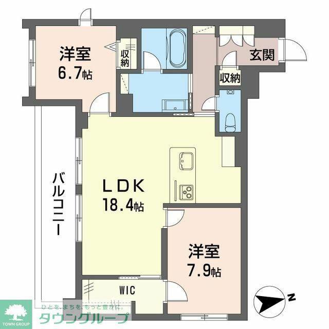 メリア調布(2LDK/3階)の間取り写真