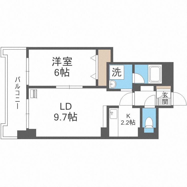 スクエアマンション614Ⅱ(1LDK/7階)の間取り写真