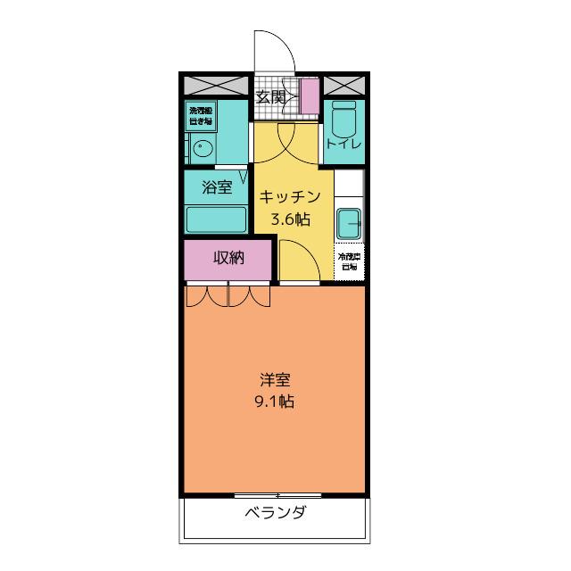 コーポ楓の里(1K/1階)の間取り写真