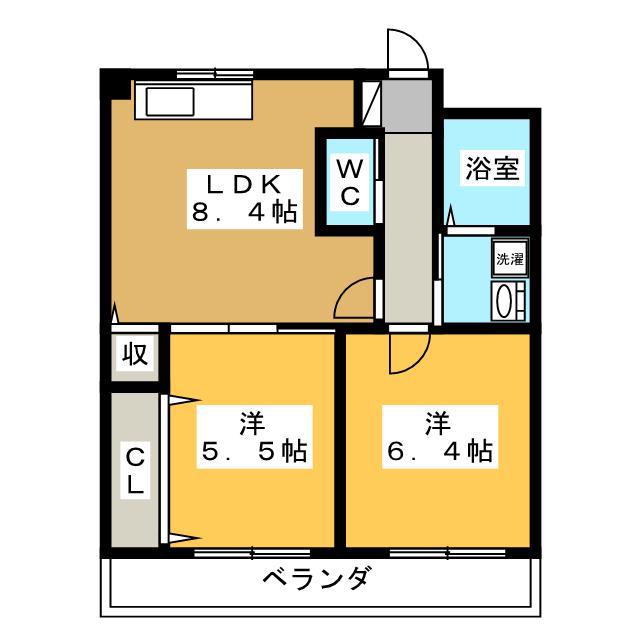 メトロポリス1号館(2LDK/3階)の間取り写真