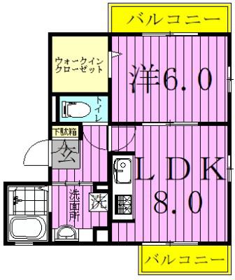 グレイスランド(1LDK/2階)の間取り写真