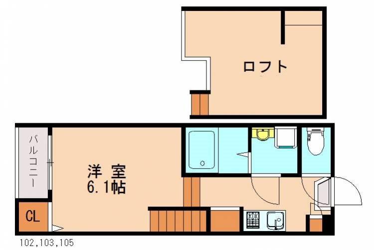 MINAISA(1K/1階)の間取り写真