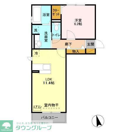 グレイス(1LDK/3階)の間取り写真