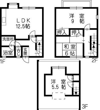 ロイヤルタウン城山(3LDK/1階)の間取り写真