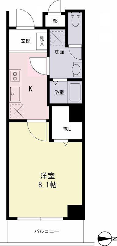 セゾンドはのん(1K/2階)の間取り写真