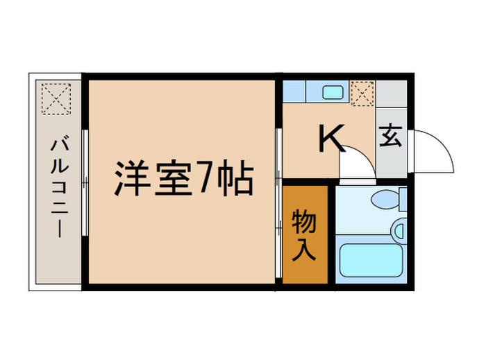 レインボ-山花(1K/2階)の間取り写真