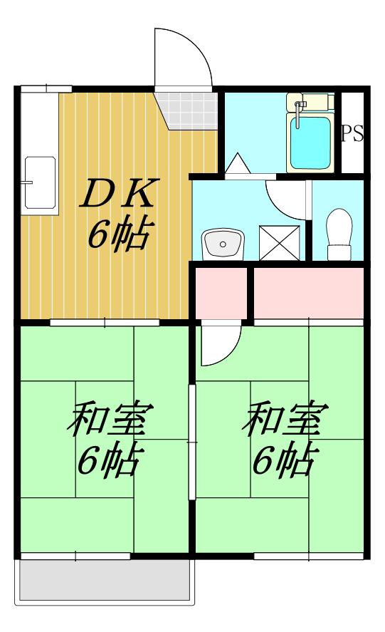 ヴィラライラック(2DK/2階)の間取り写真