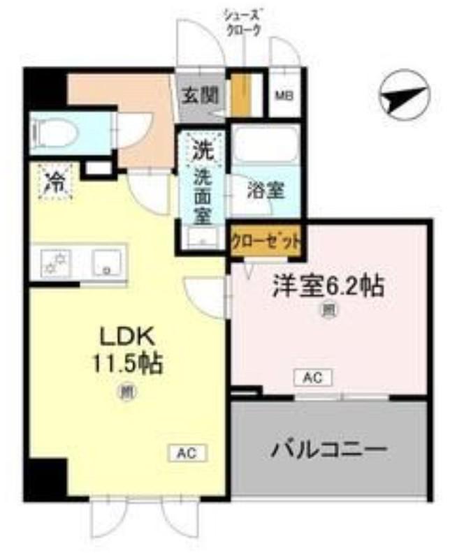 コンフォート泉尾(1LDK/4階)の間取り写真