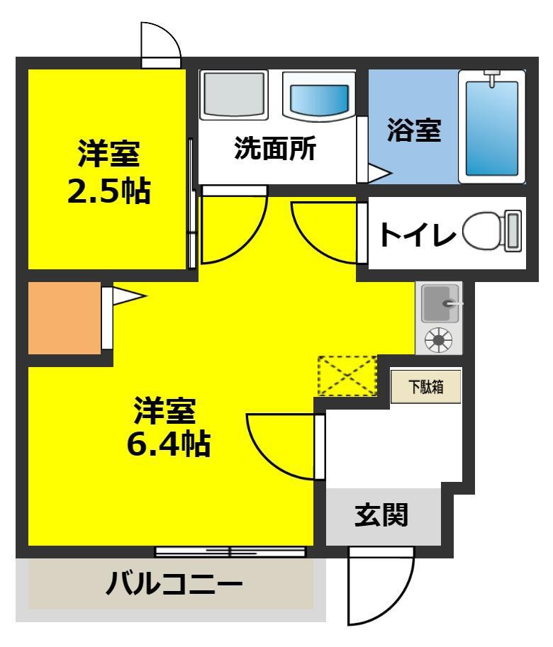 LEVARE(1SK/1階)の間取り写真