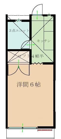 南ホワイトハウス(1K/2階)の間取り写真