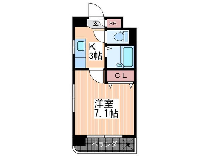 十日市コーワ(1K/4階)の間取り写真